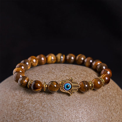 Buddha Stones "Wishing Courage and Protection" Tiger Eye Bracelet Includes Gift Message Card