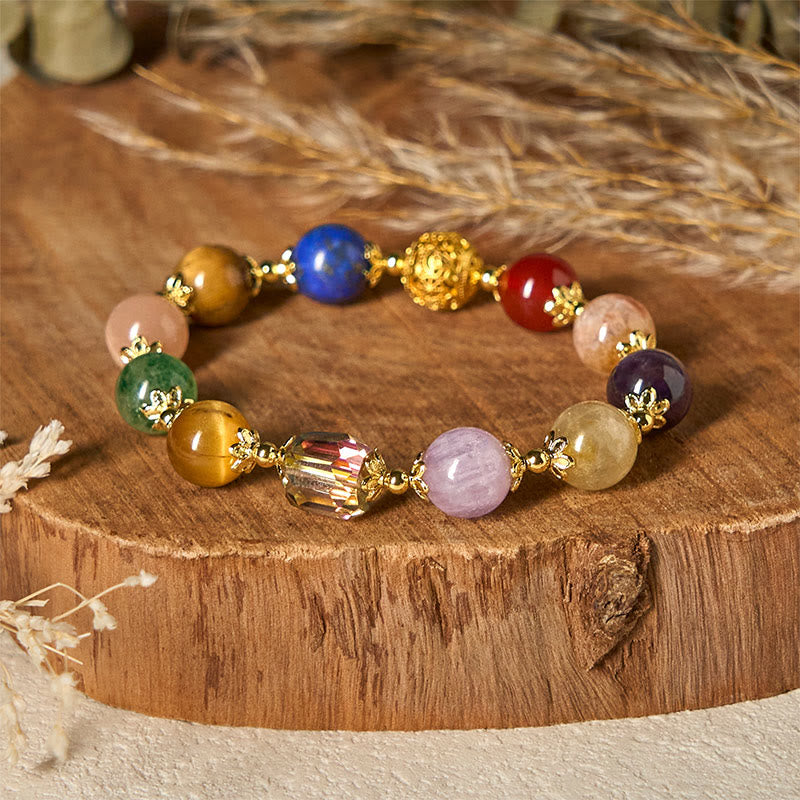 Buddha Stones Natural Dunhuang Colorful Beads Amethyst Lazurite Balance Bracelet
