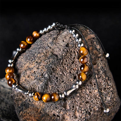 Buddha Stones Cute Bone Pattern Tiger Eye Courage Beads Bracelet
