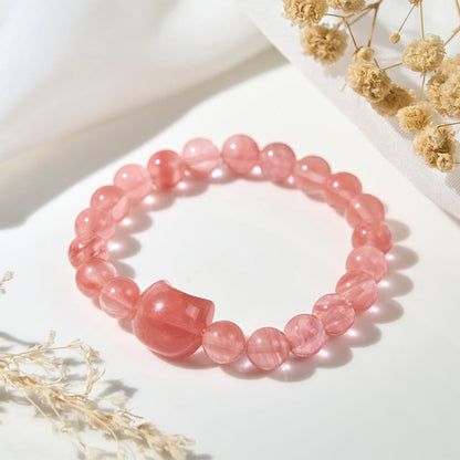 Buddha Stones Lovely Cat Head Red Agate Spiritual Beads Bracelet