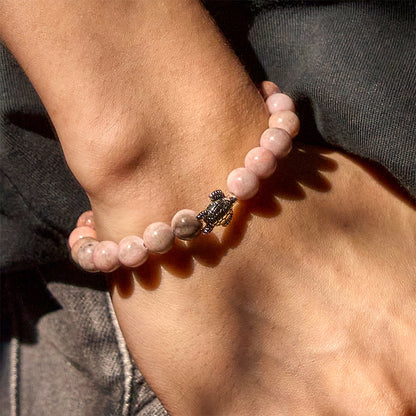 Buddha Stones Turtle Design Zebra Jasper Protection Bracelet