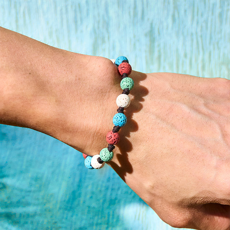 Buddha Stones Colorful Lava Rock Support Bracelet