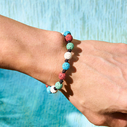 Buddha Stones Colorful Lava Rock Support Bracelet