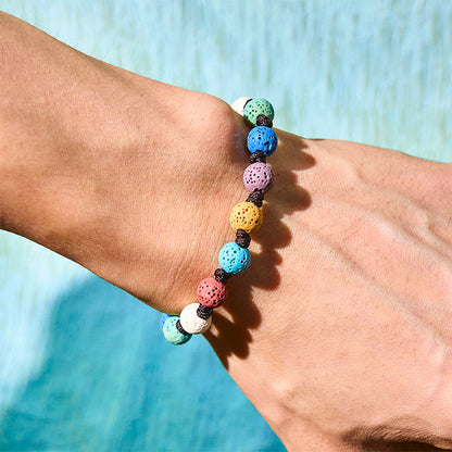 Buddha Stones Colorful Lava Rock Support Bracelet