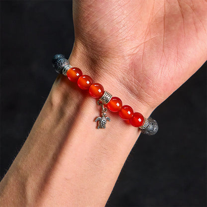 Buddha Stones Black Lava Rock Crystal Beads Animal Pattern Healing Bracelet