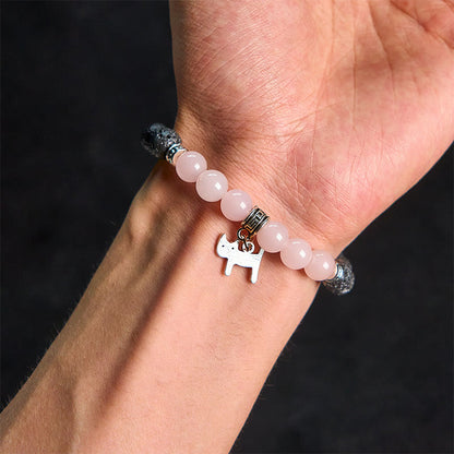 Buddha Stones Black Lava Rock Crystal Beads Animal Pattern Healing Bracelet