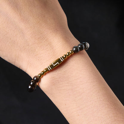 Buddha Stones Cute Bone Pattern Tiger Eye Courage Beads Bracelet