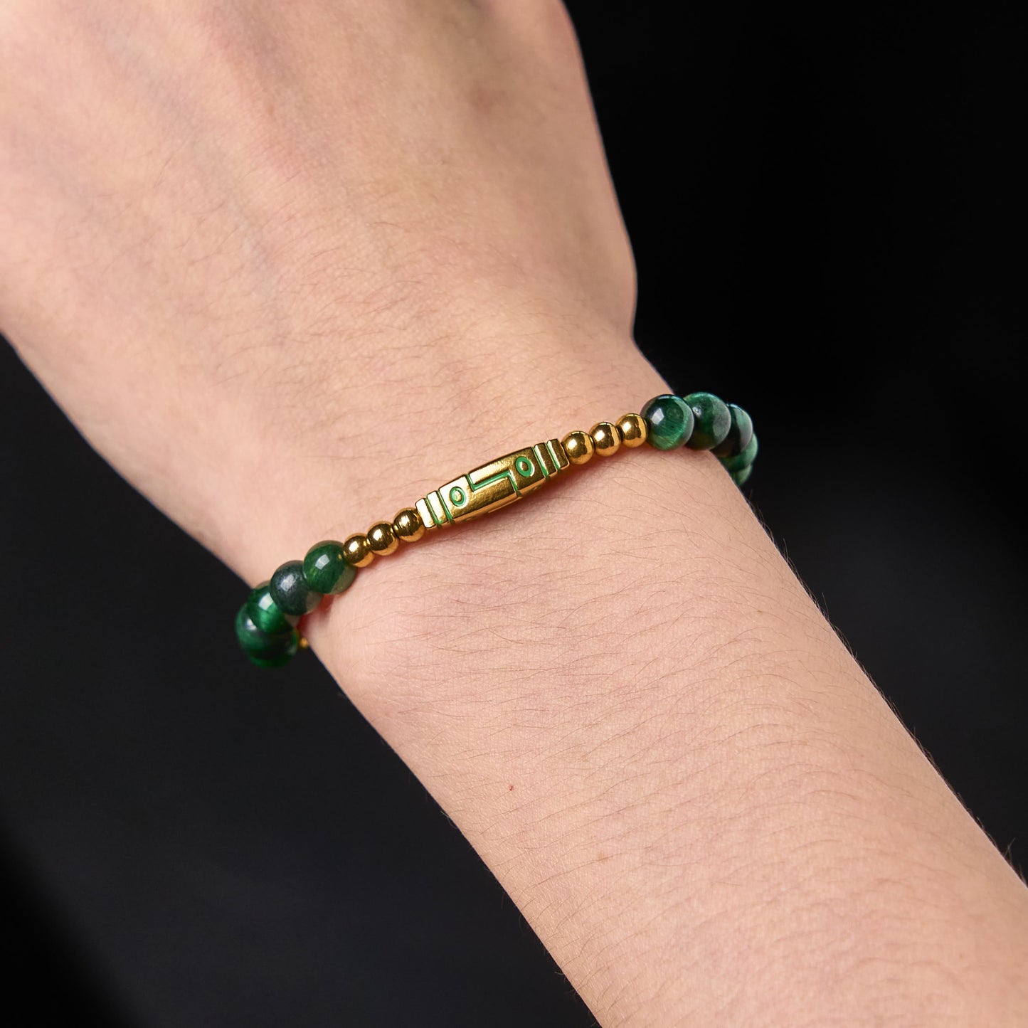 Buddha Stones Cute Bone Pattern Tiger Eye Courage Beads Bracelet