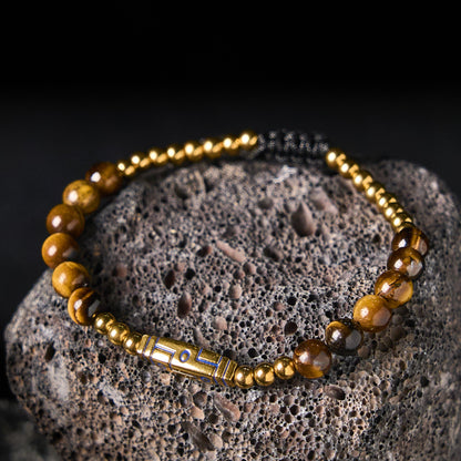 Buddha Stones Cute Bone Pattern Tiger Eye Courage Beads Bracelet