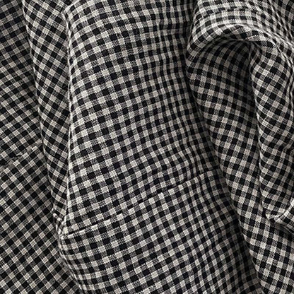 Buddha Stones Casual Plain Handmade Plaid Midi Dress Cotton Sleeveless Dress With Pockets