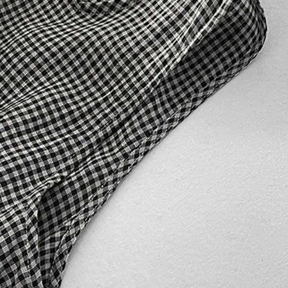 Buddha Stones Casual Plain Handmade Plaid Midi Dress Cotton Sleeveless Dress With Pockets