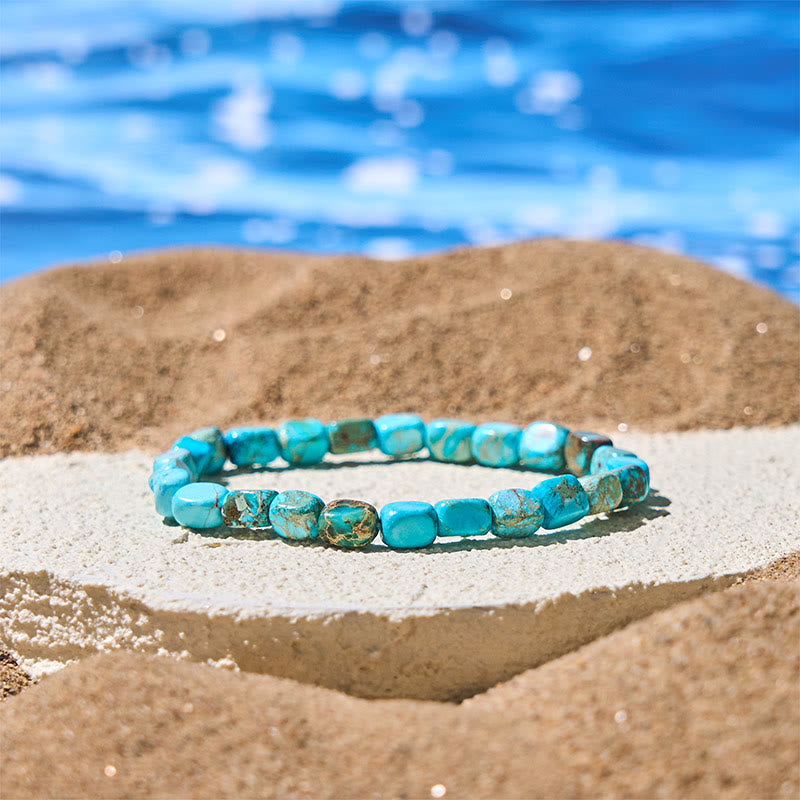 Buddha Stones Natural Colorful Emperor Stone Oval Square Beads Anti-stress Bracelet