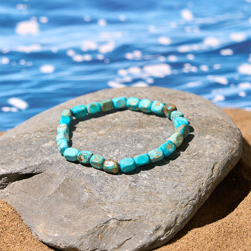 Buddha Stones Natural Colorful Emperor Stone Oval Square Beads Anti-stress Bracelet