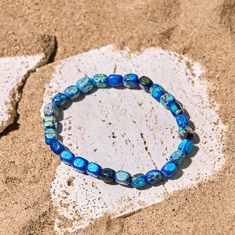 Buddha Stones Natural Colorful Emperor Stone Oval Square Beads Anti-stress Bracelet