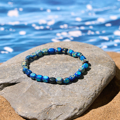 Buddha Stones Natural Colorful Emperor Stone Oval Square Beads Anti-stress Bracelet