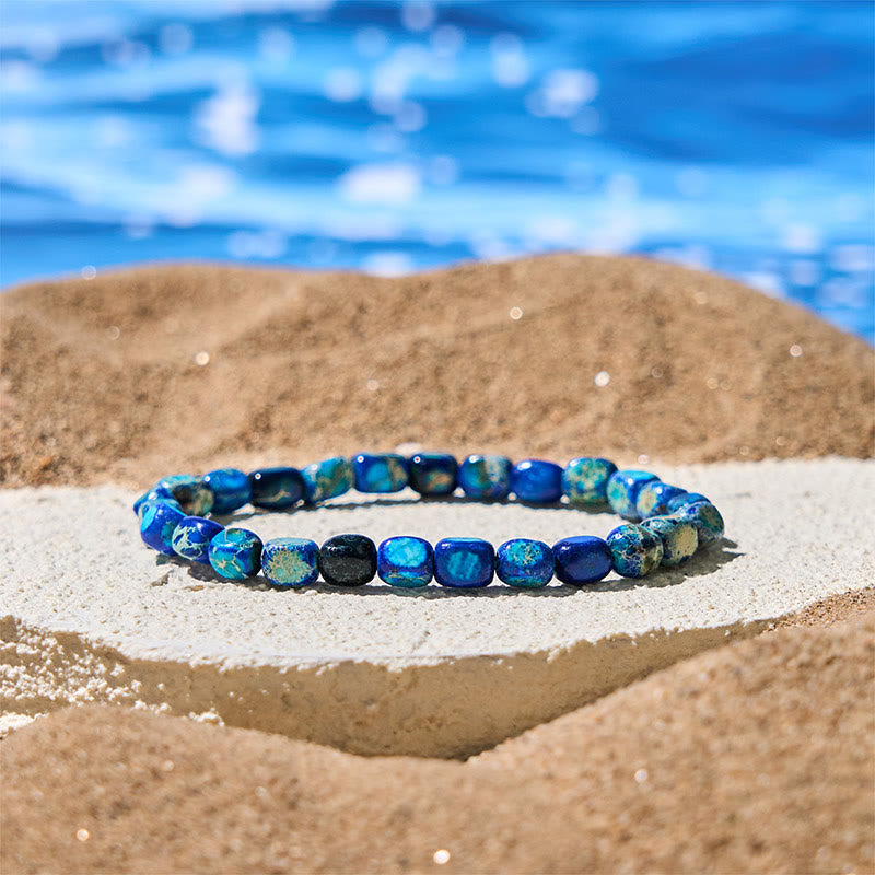 Buddha Stones Natural Colorful Emperor Stone Oval Square Beads Anti-stress Bracelet
