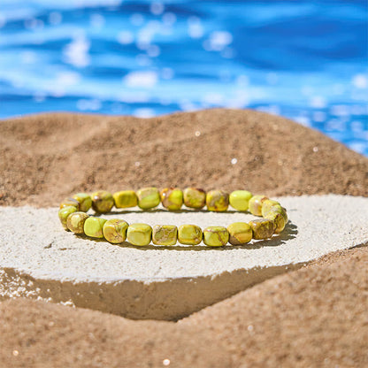 Buddha Stones Natural Colorful Emperor Stone Oval Square Beads Anti-stress Bracelet