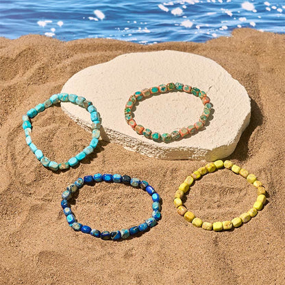 Buddha Stones Natural Colorful Emperor Stone Oval Square Beads Anti-stress Bracelet