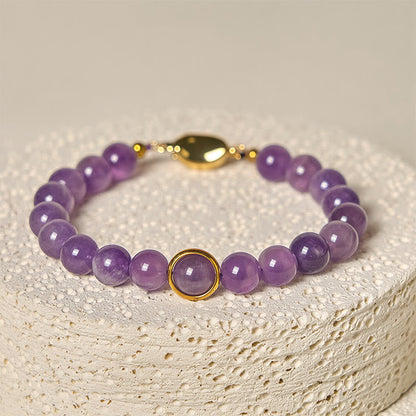 Buddha Stones Natural Amethyst Beads Balance Relieves Stress Buckle Bracelet