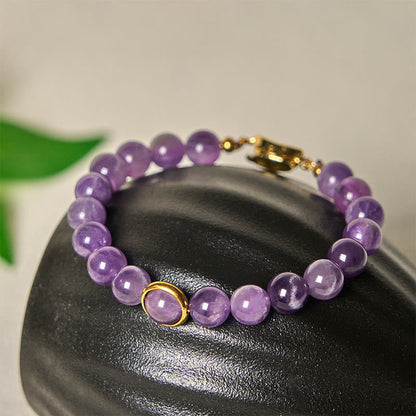 Buddha Stones Natural Amethyst Beads Balance Relieves Stress Buckle Bracelet