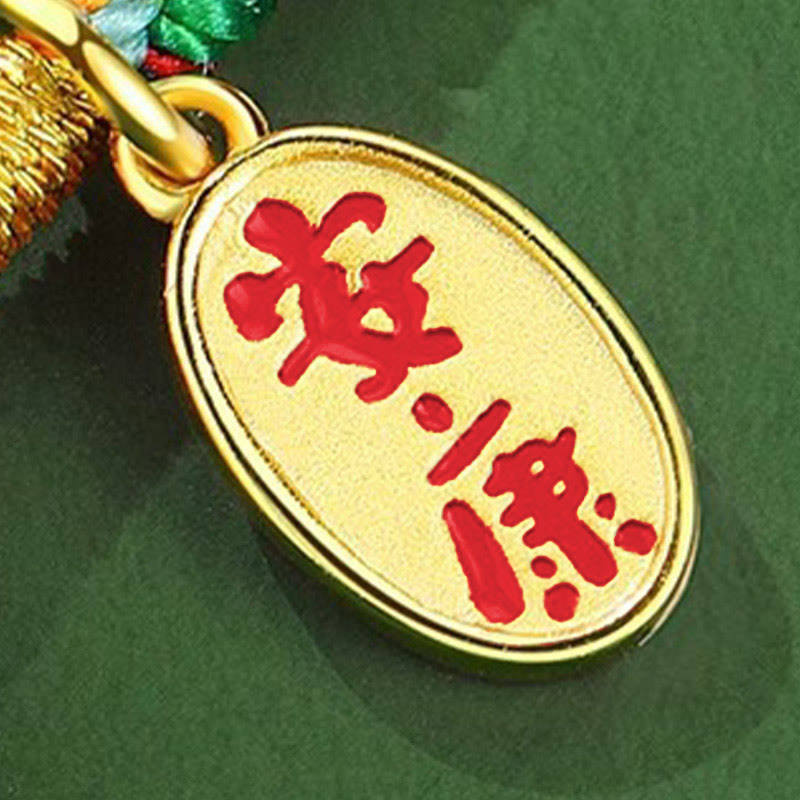 Buddha Stones Handmade Peace Buckle Jade Prosperity 925 Sterling Silver Colorful Rope Bracelet