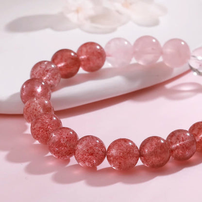 FREE Today: Healing and Love Rose Quartz Strawberry Quartz Good Luck Charm Bracelet