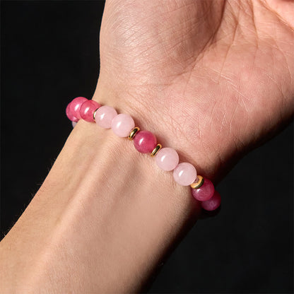 FREE Today: Love Positive Strawberry Quartz Pink Crystal Beads Bracelet