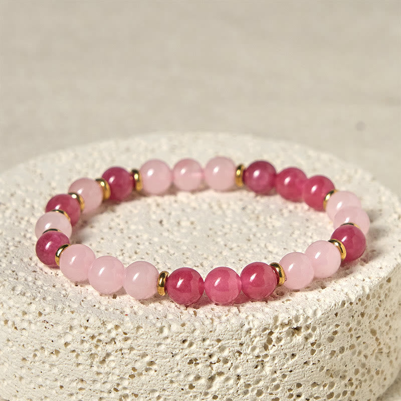 FREE Today: Love Positive Strawberry Quartz Pink Crystal Beads Bracelet