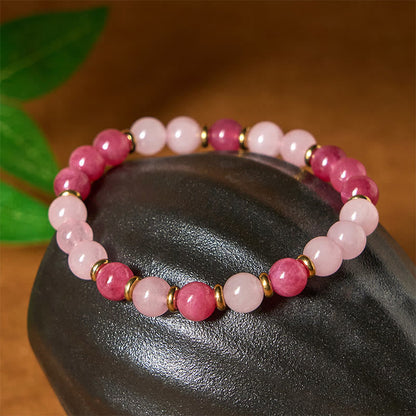 FREE Today: Love Positive Strawberry Quartz Pink Crystal Beads Bracelet