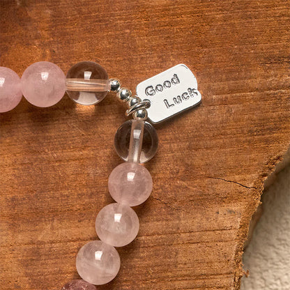 FREE Today: Healing and Love Rose Quartz Strawberry Quartz Good Luck Charm Bracelet