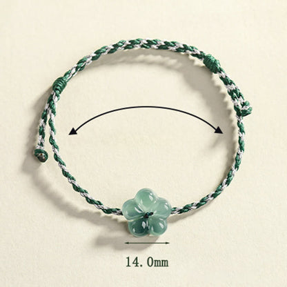 Buddha Stones Natural Flower Jade Hand-Woven Prosperity  Bracelet