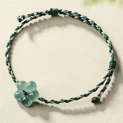 Buddha Stones Natural Flower Jade Hand-Woven Prosperity  Bracelet
