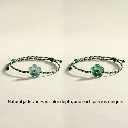 Buddha Stones Natural Flower Jade Hand-Woven Prosperity  Bracelet