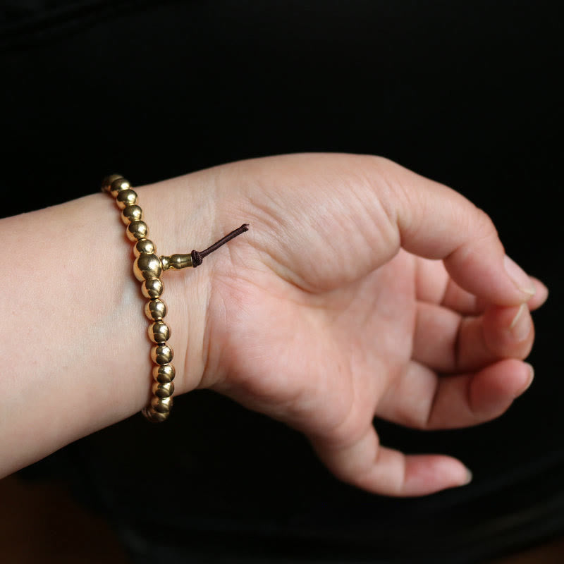 Buddha Stones Tibetan Retro Pure Copper Brass Bead Wealth Bracelet