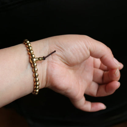 Buddha Stones Tibetan Retro Pure Copper Brass Bead Wealth Bracelet