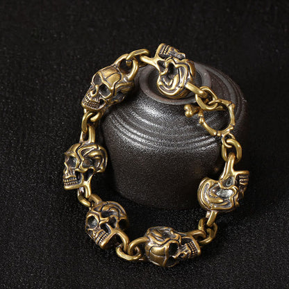 Buddha Stones Retro Copper Brass Skull The Lord Of The Corpse Forest Protection Bracelet