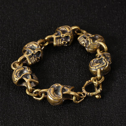 Buddha Stones Retro Copper Brass Skull The Lord Of The Corpse Forest Protection Bracelet
