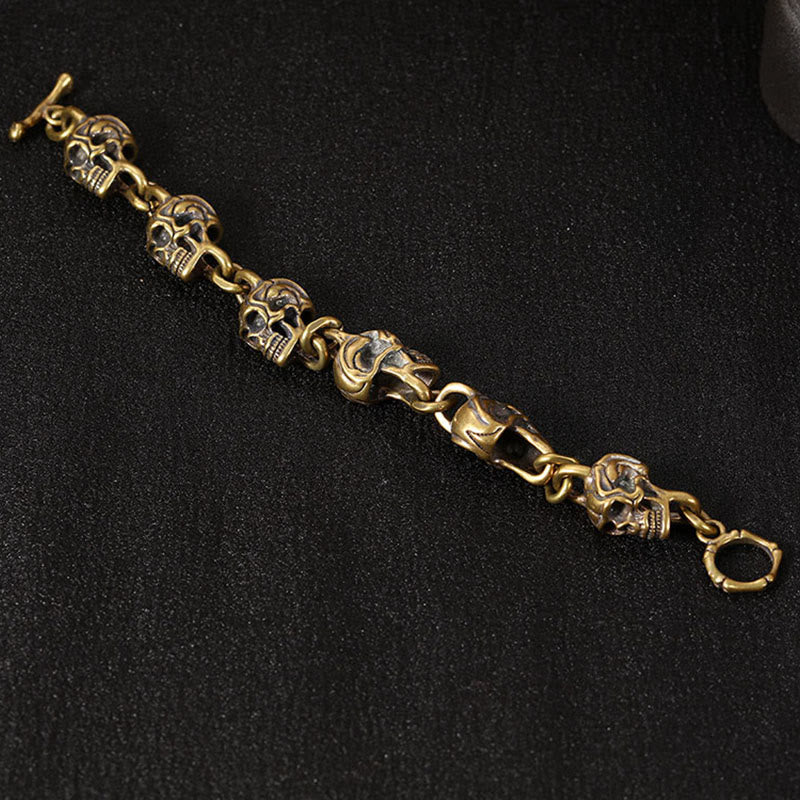 Buddha Stones Retro Copper Brass Skull The Lord Of The Corpse Forest Protection Bracelet