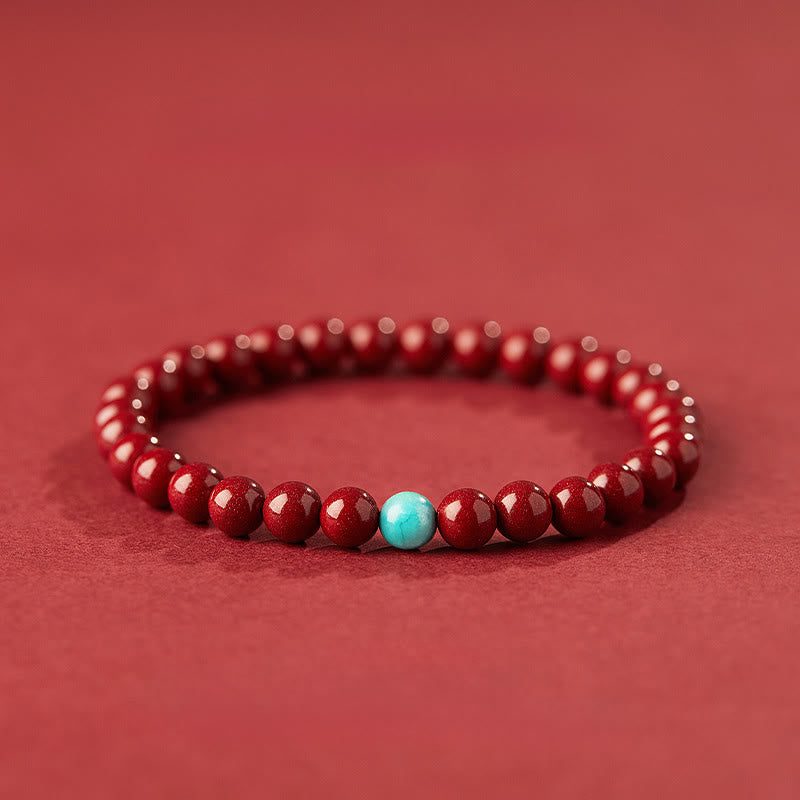 Buddha Stones Cinnabar Turquoise Concentration Bracelet
