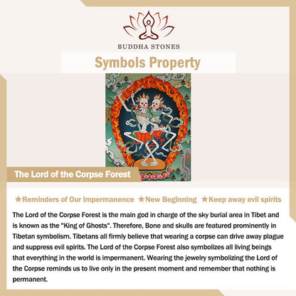 Buddha Stones Retro Copper Brass Skull The Lord Of The Corpse Forest Protection Bracelet