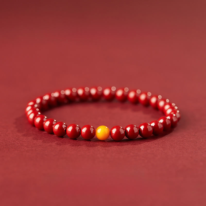 Buddha Stones Natural Cinnabar Amber Stone Calm Bracelet