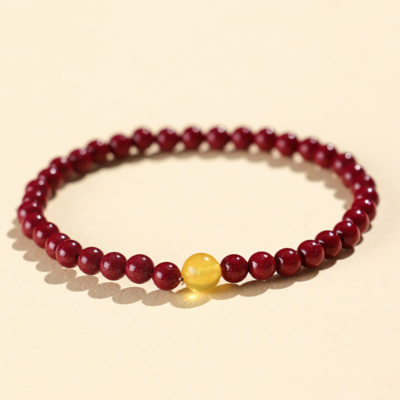 Buddha Stones Natural Cinnabar Amber Stone Calm Bracelet