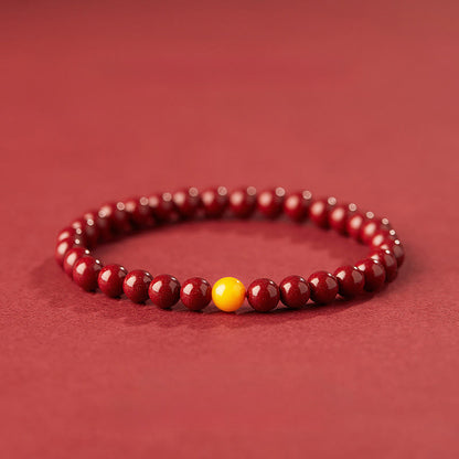 Buddha Stones Natural Cinnabar Amber Stone Calm Bracelet