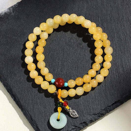 Buddha Stones Topaz Peace Buckle Double Wrap Design Wealth Bracelet