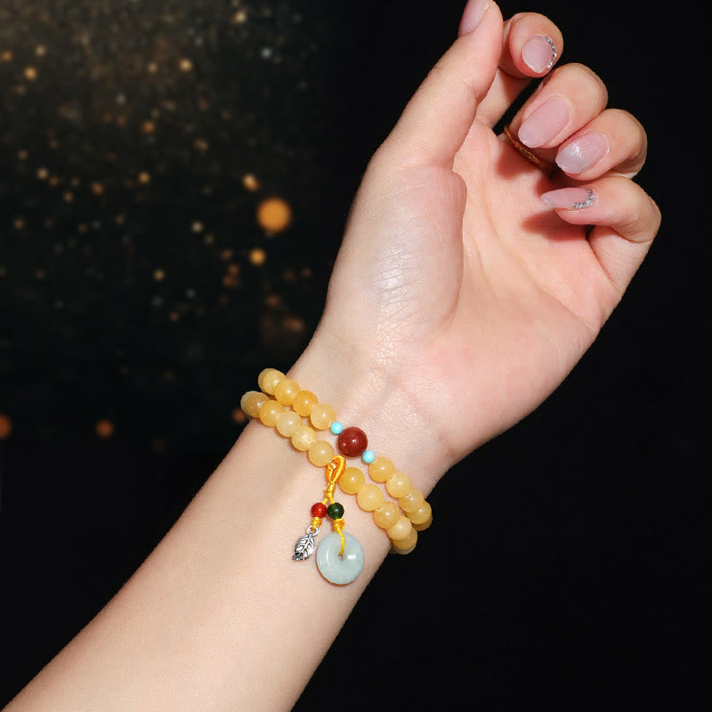 Buddha Stones Topaz Peace Buckle Double Wrap Design Wealth Bracelet