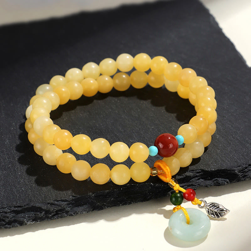Buddha Stones Topaz Peace Buckle Double Wrap Design Wealth Bracelet