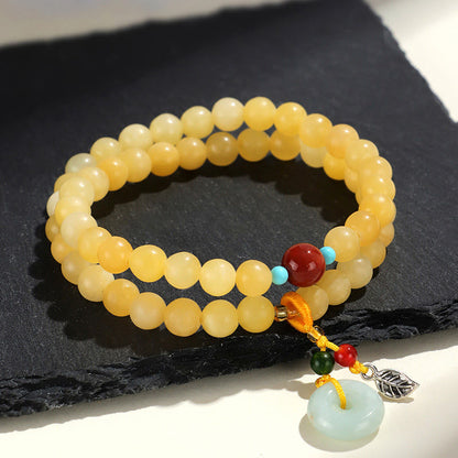 Buddha Stones Topaz Peace Buckle Double Wrap Design Wealth Bracelet