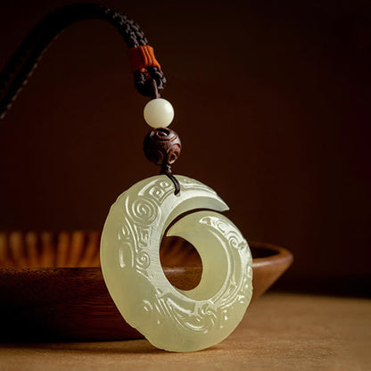 Buddha Stones Peace Buckle Jade Small Leaf Red Sandalwood Cinnabar Agate Luck Necklace Pendant