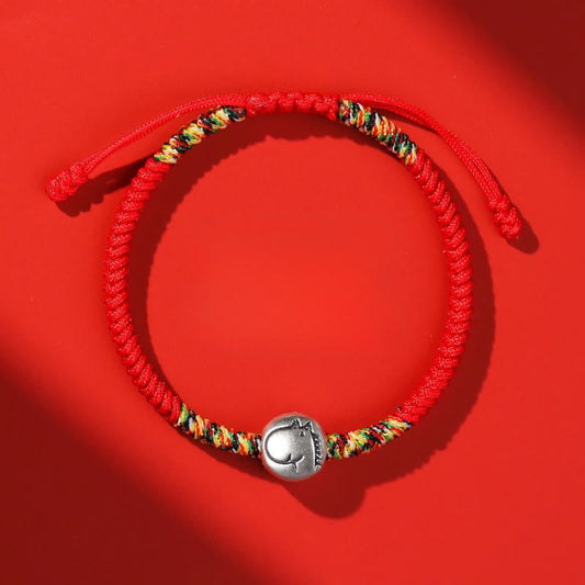 Buddha Stones 999 Sterling Silver Chinese Zodiac Horse Charm Red String Strength Braided Bracelet