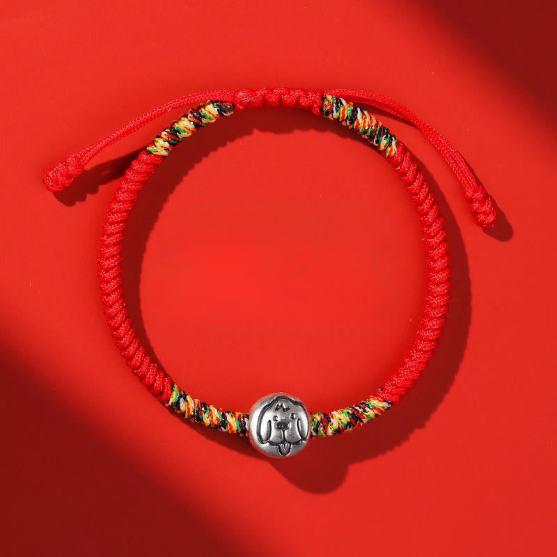 Buddha Stones 999 Sterling Silver Chinese Zodiac Horse Charm Red String Strength Braided Bracelet